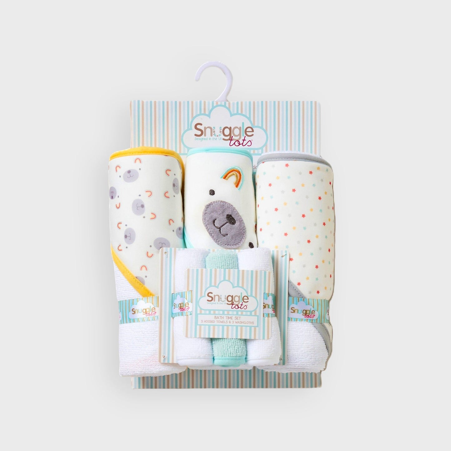6 Piece Bear Hooded Towels & Washcloths Bath Time Set