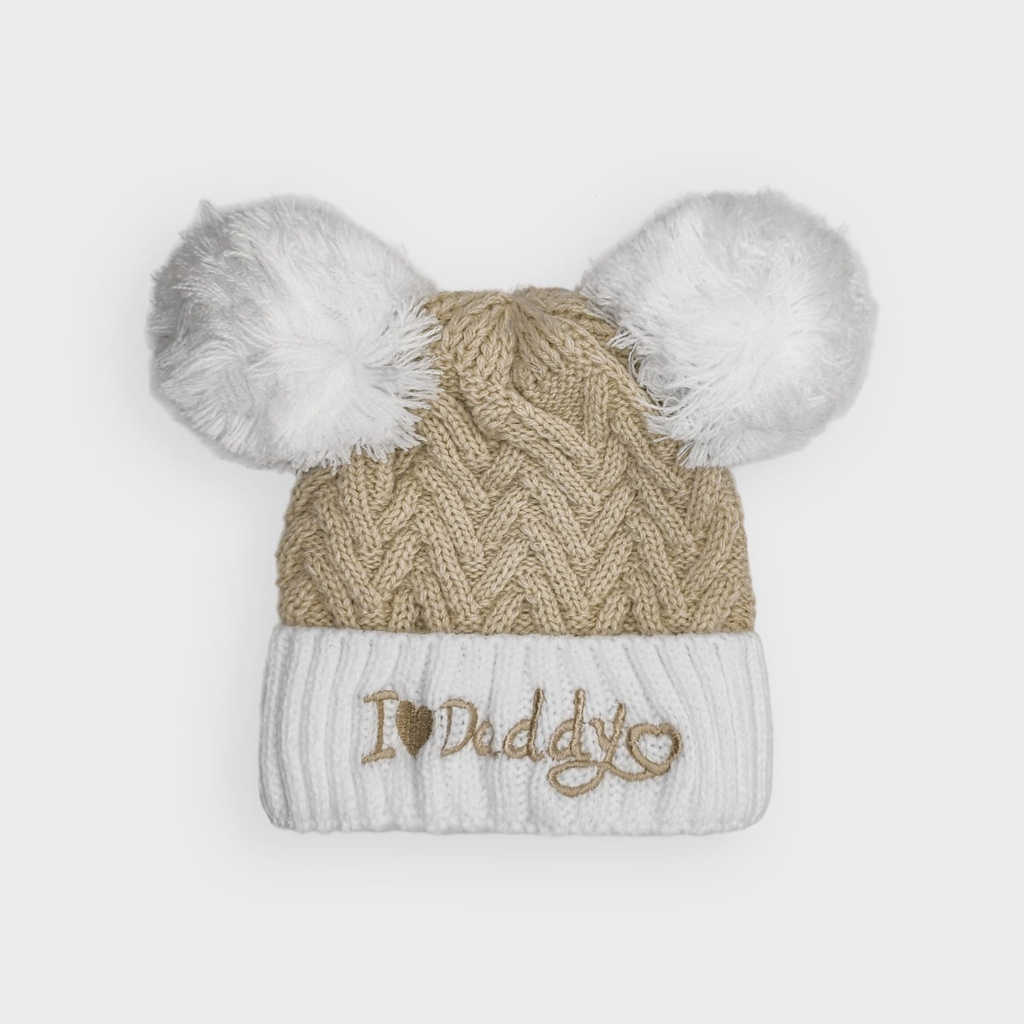 "I Love Daddy" Coffee Chevron Double Pom Hat