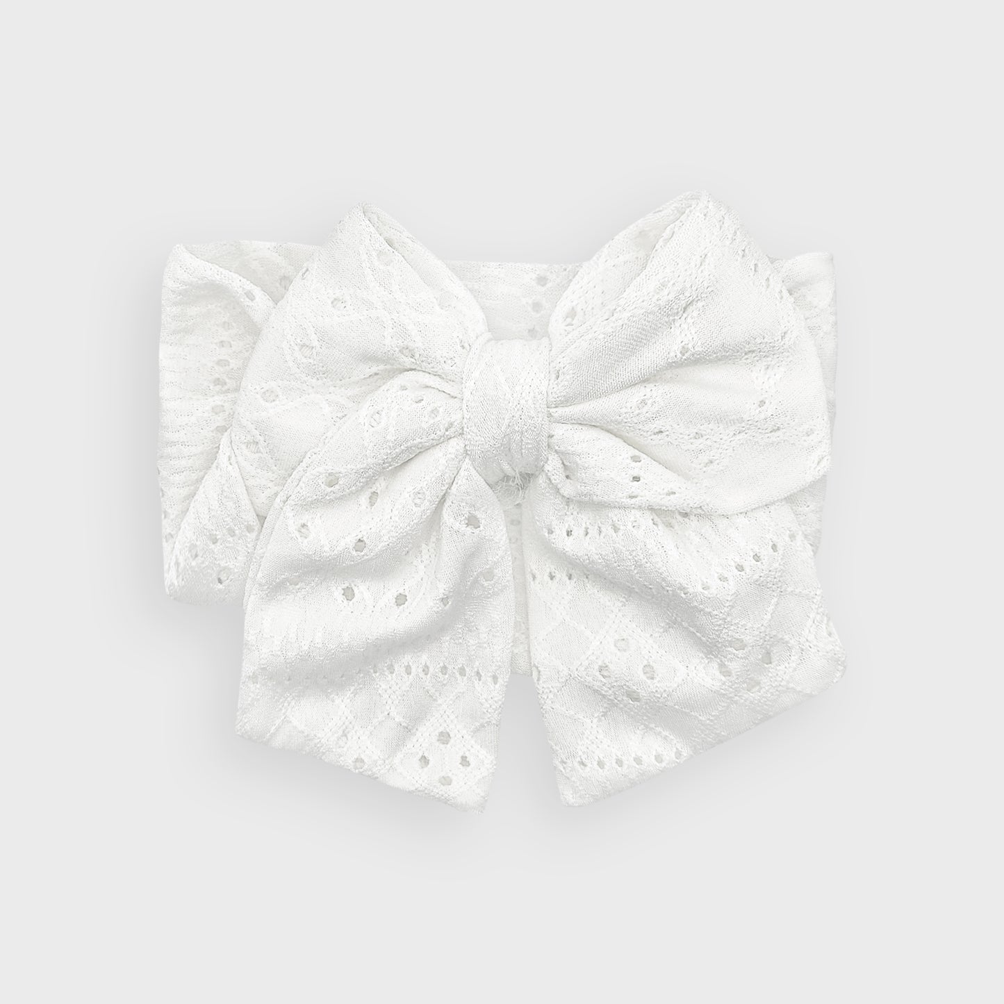 White Cable Headband With Large Bow