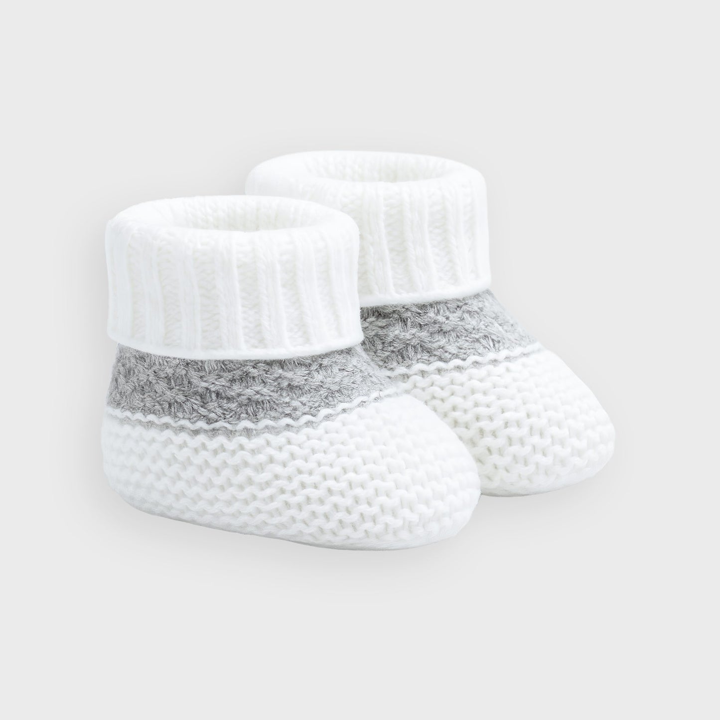 White Stripe Acrylic Knitted Booties
