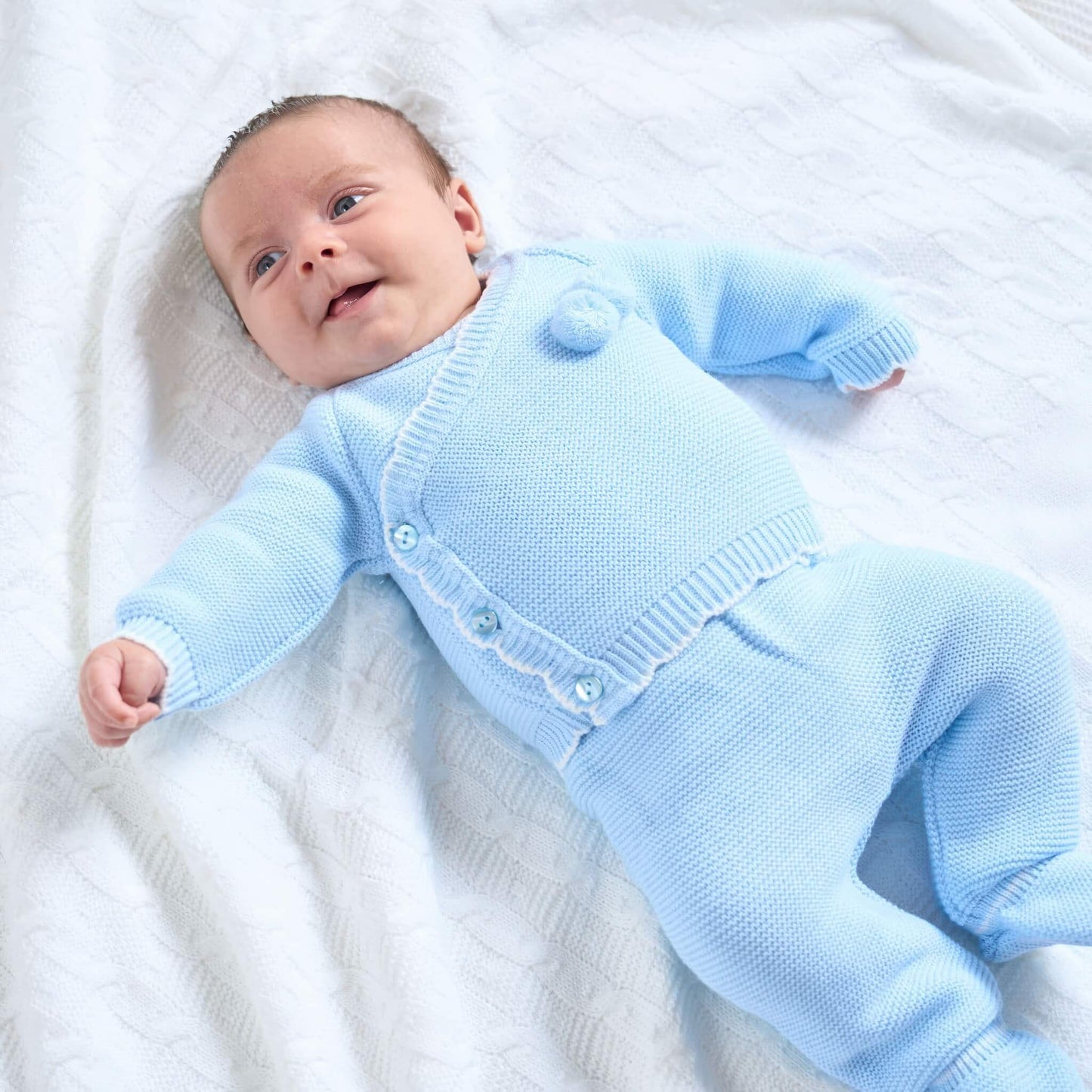 Blue Knitted Wrap Cardigan & Leggings Set