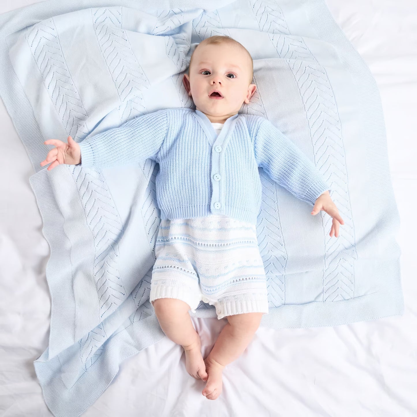 Blue Traditional Knitted Cardigan