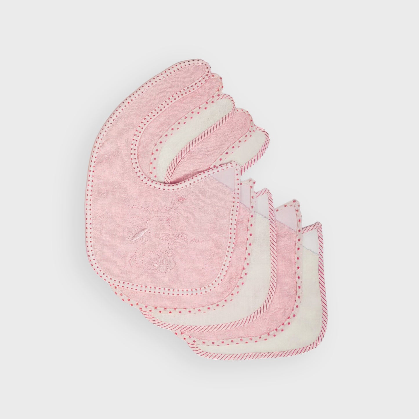 5-Pack Terry Bibs – Pink & Cream