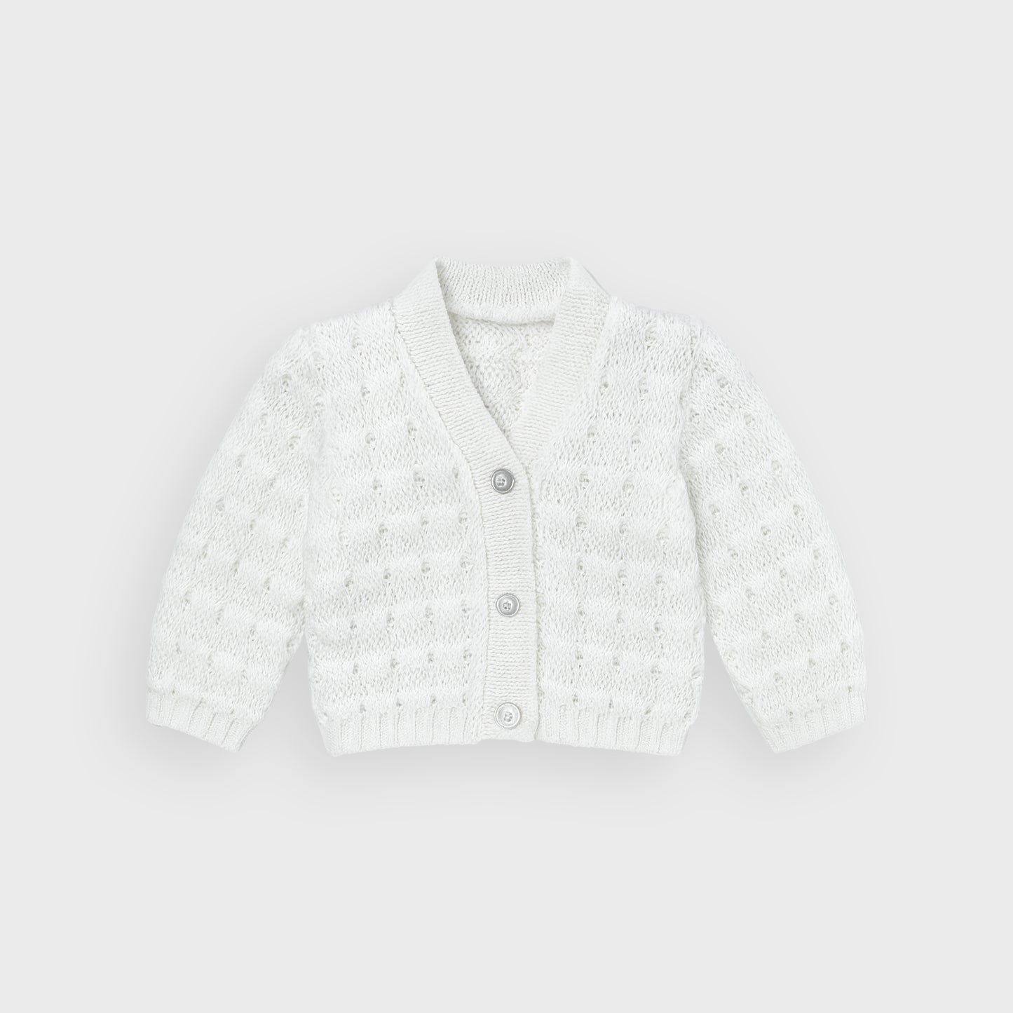 White Unisex Knitted Cardigan