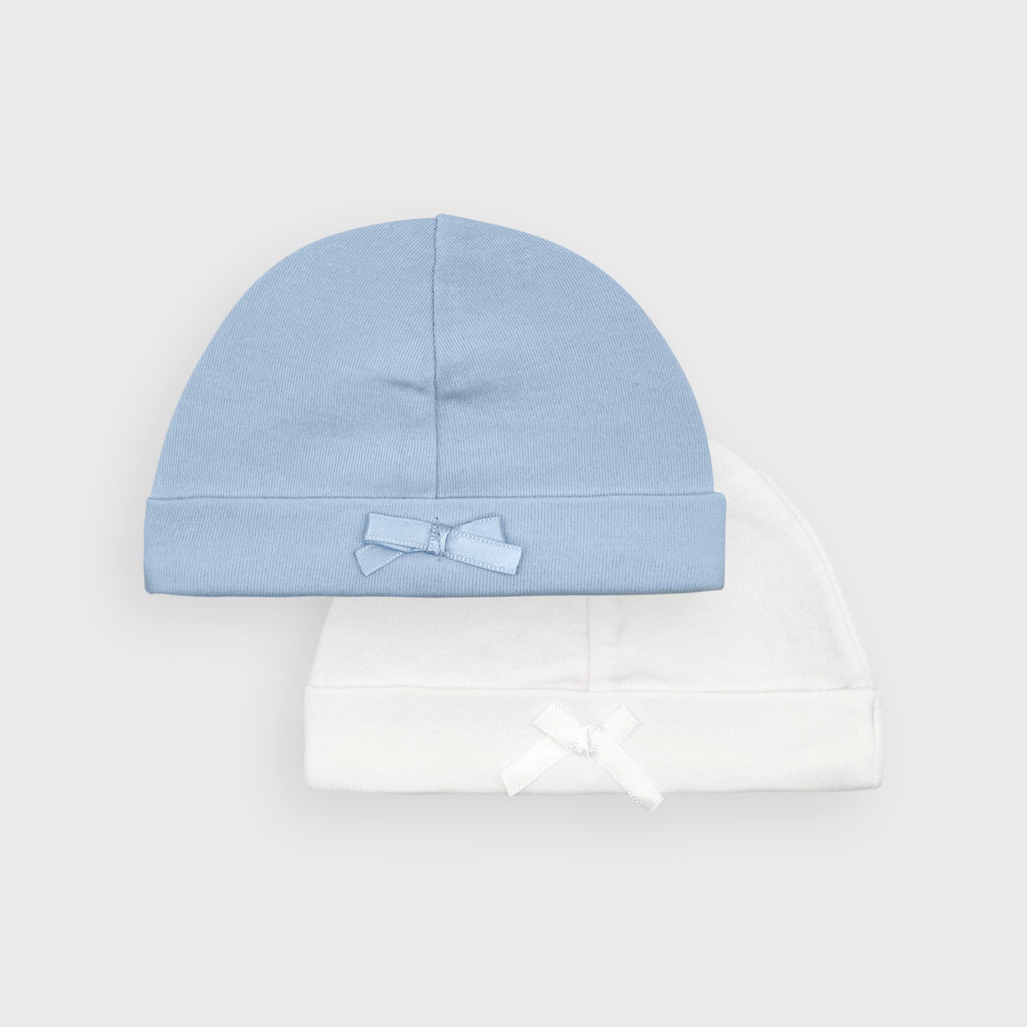 Premature Blue & White Cotton Layette Hats - 2 Pack
