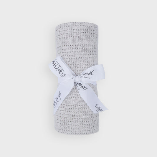 Soft Handle Grey Cellular Blanket