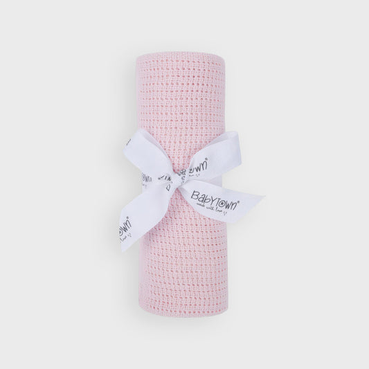 Soft Handle Pink Cellular Blanket