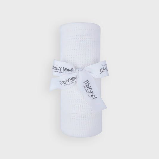 Soft Handle White Cellular Blanket