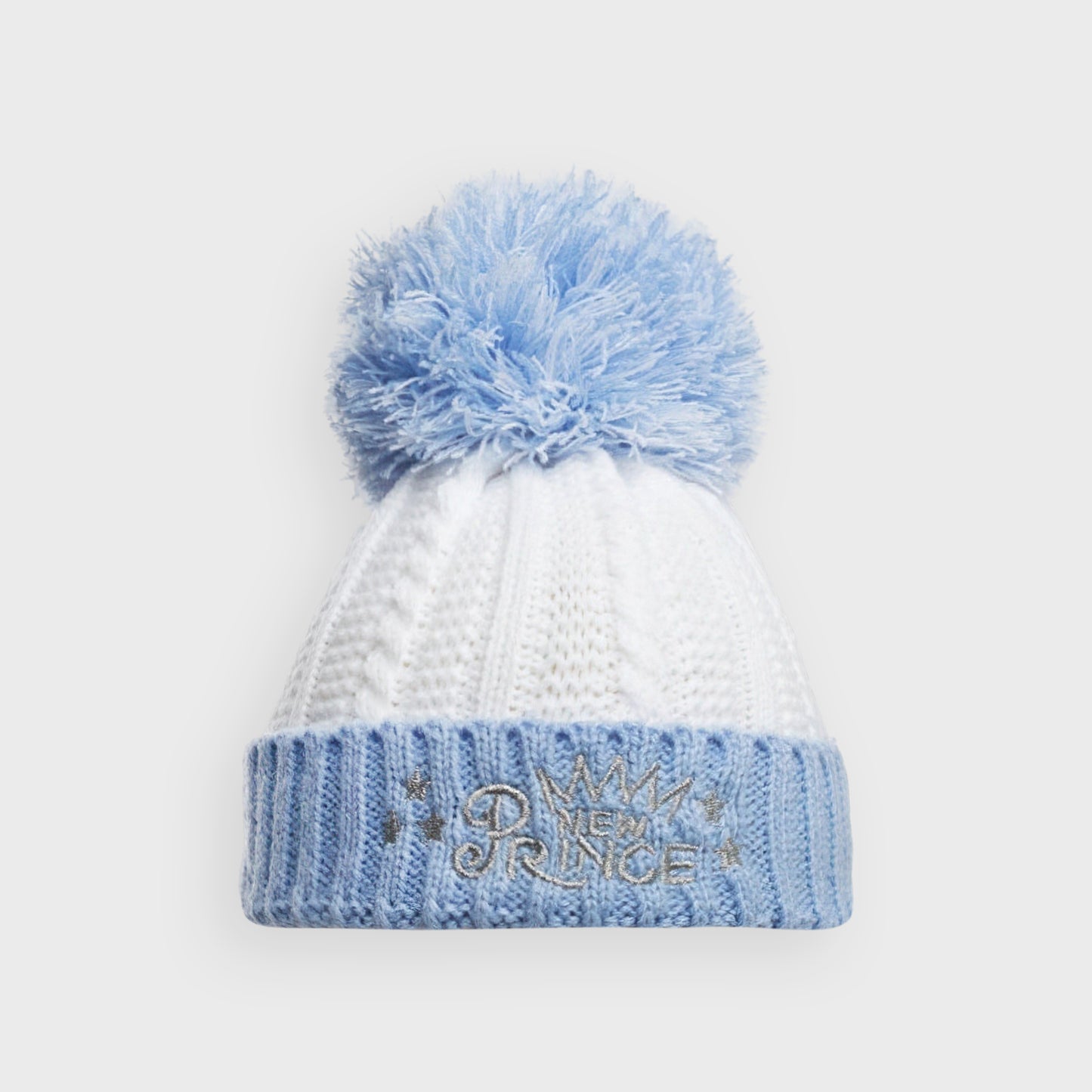 "New Prince" Blue Cable Knit Pom Hat