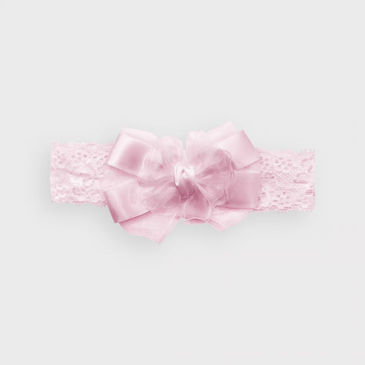 Pink Lace Bow Headband