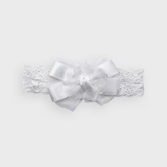 White Lace Bow Headband