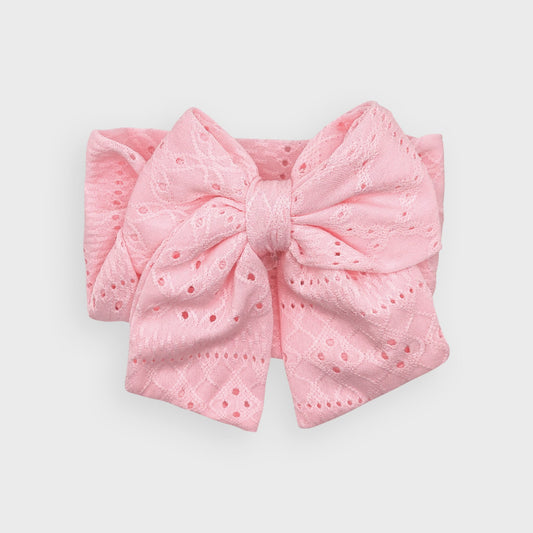 Pink Cable Headband With Large Bow
