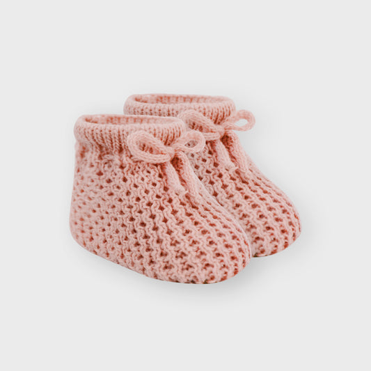 Dusty Pink Traditional Knitted Booties