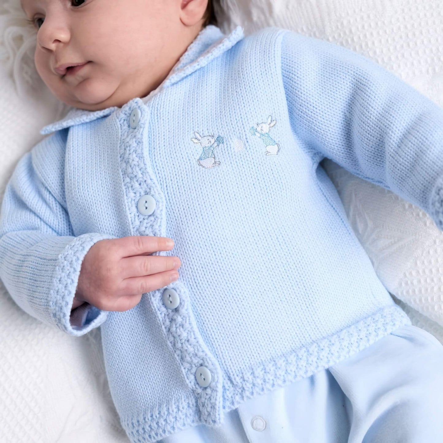 Blue Knitted Bunny Cardigan