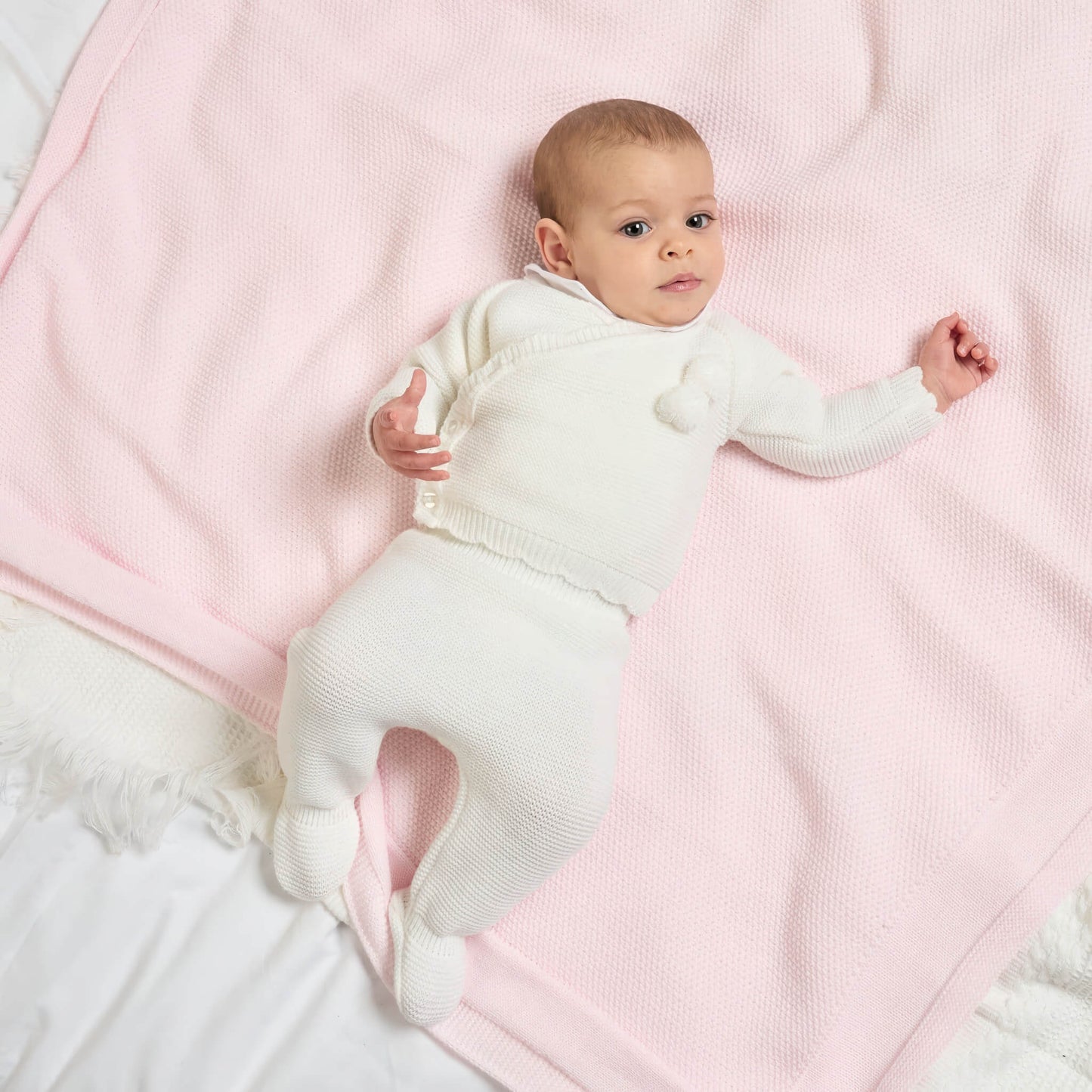 White Knitted Wrap Cardigan & Leggings Set