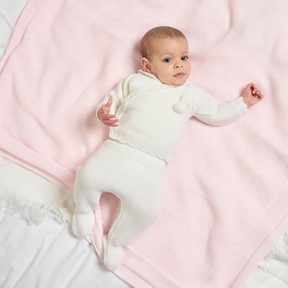 White Knitted Wrap Cardigan & Leggings Set