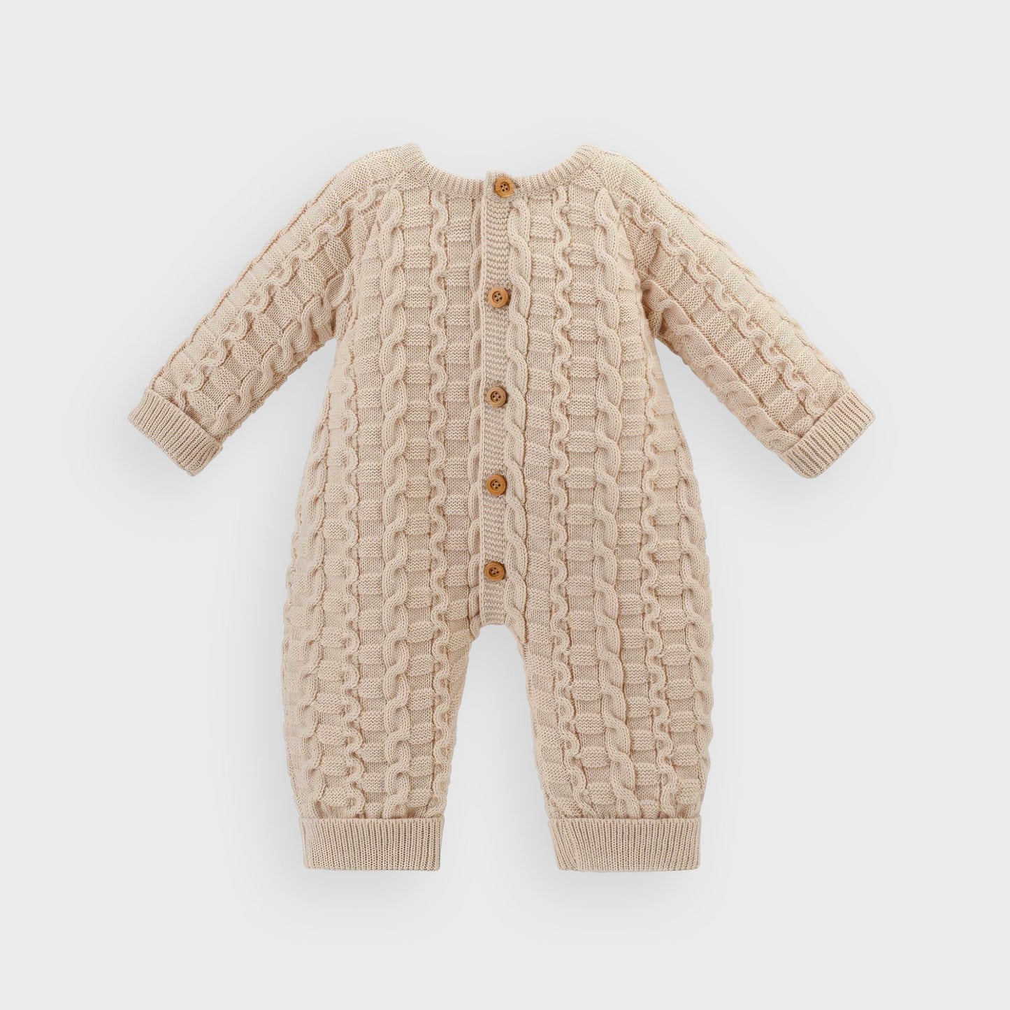 Taupe Basket Weave Knitted Onesie