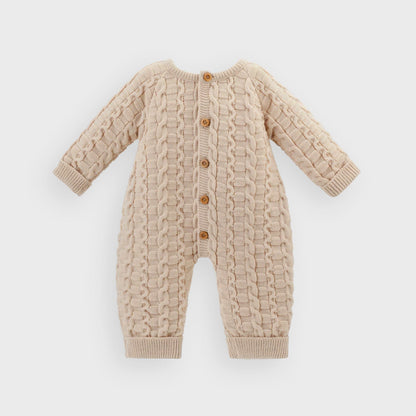 Taupe Basket Weave Knitted Onesie
