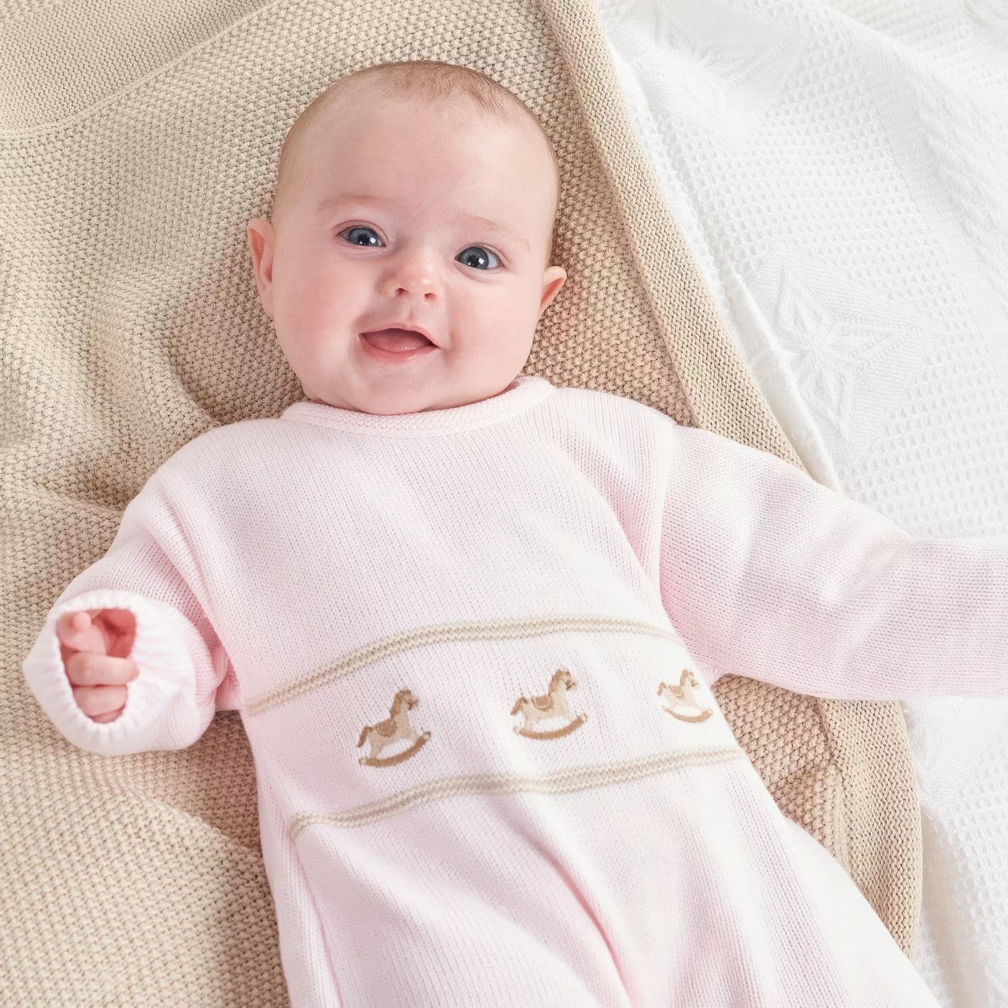 Pink Rocking Horse Knitted Onesie