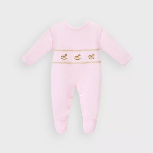Pink Rocking Horse Knitted Onesie