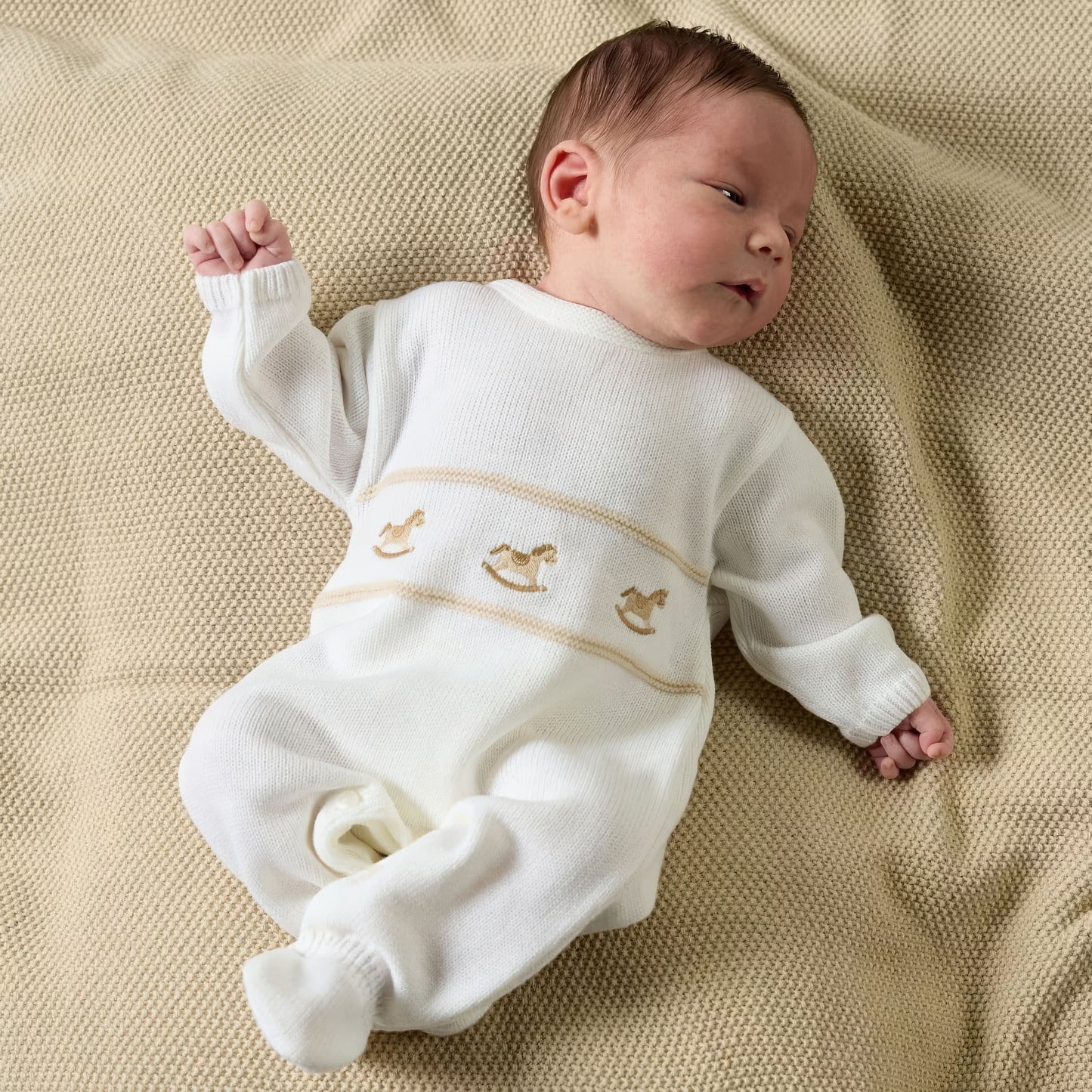 White Rocking Horse Knitted Onesie