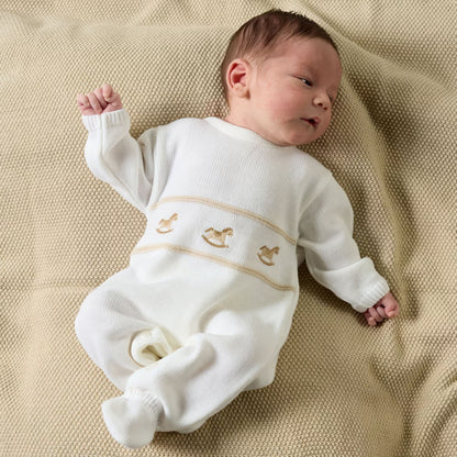White Rocking Horse Knitted Onesie