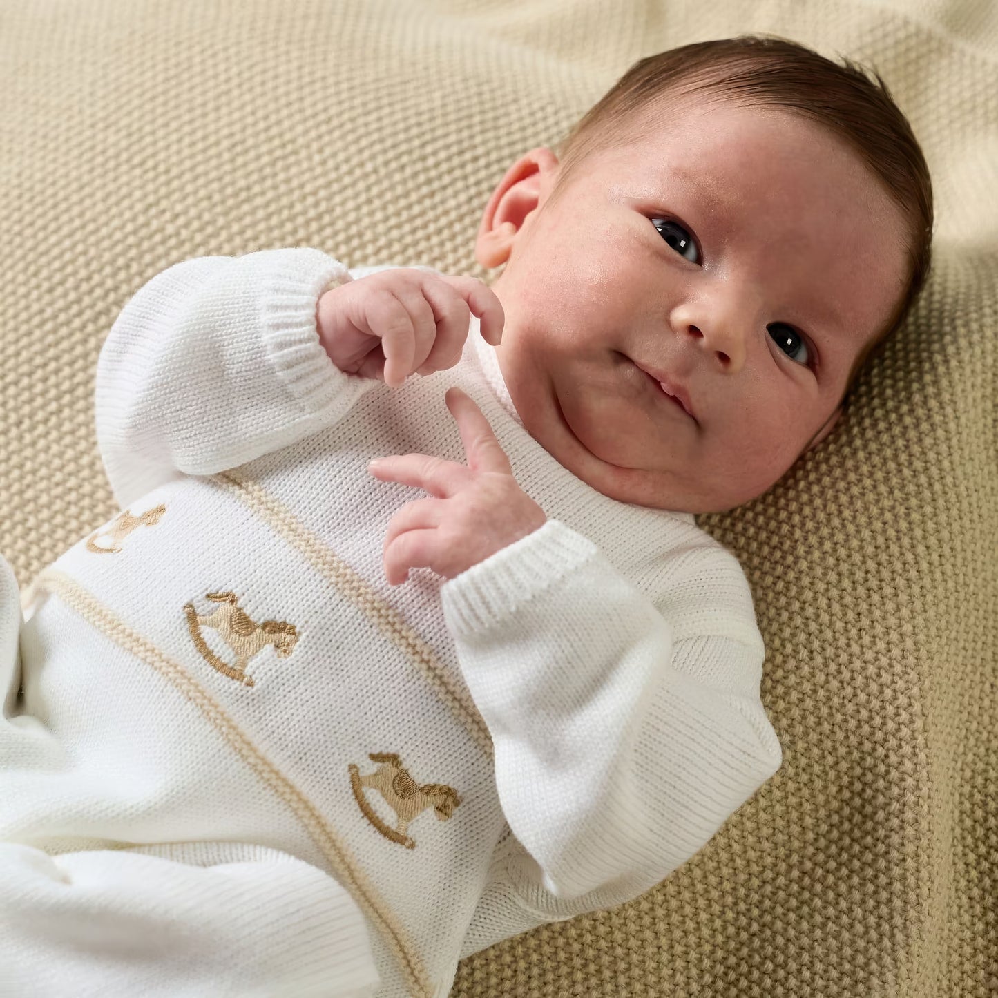 White Rocking Horse Knitted Onesie