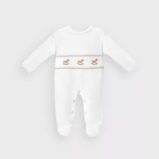 Blue Rocking Horse Knitted Onesie