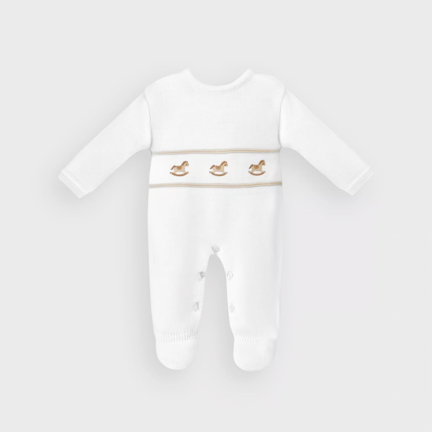 White Rocking Horse Knitted Onesie
