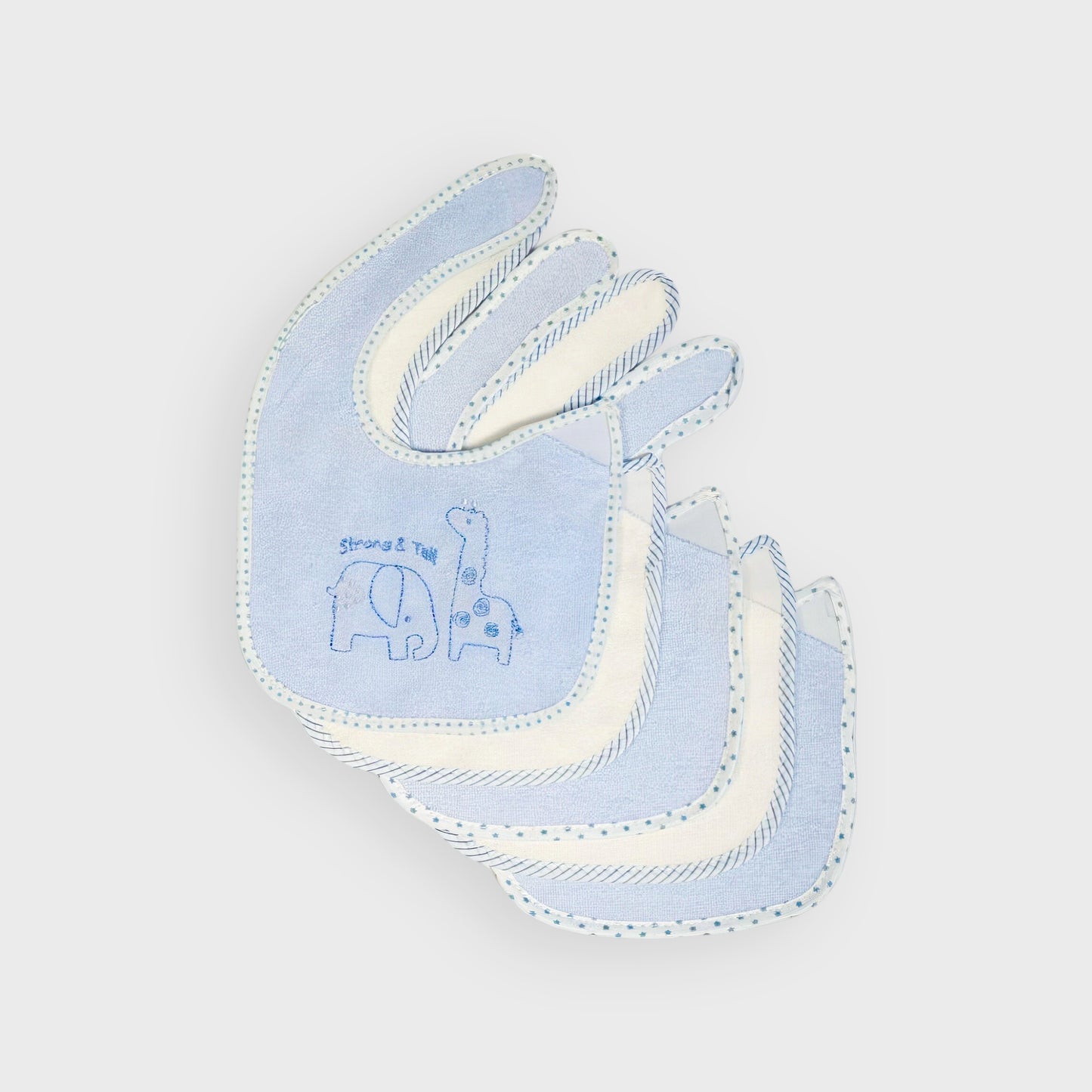 5-Pack Terry Bibs – Blue & Cream