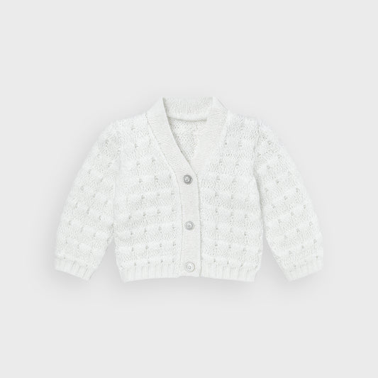 White Unisex Knitted Cardigan