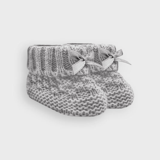 Check Knit Grey Bow Booties