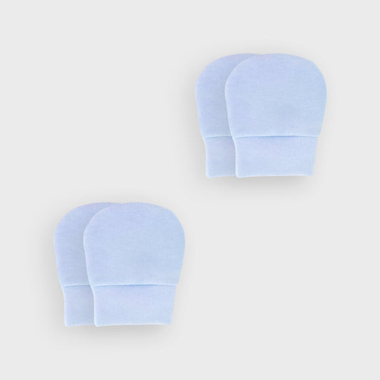 Premature Blue Cotton Jersey Scratch Mittens - 2 Pairs