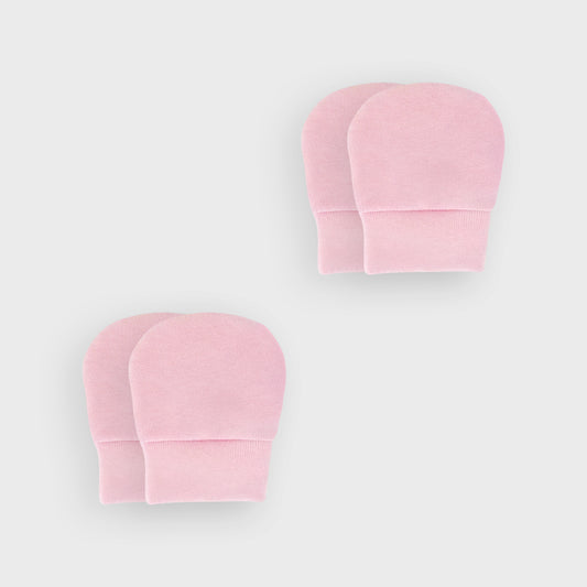 Premature Pink Cotton Jersey Scratch Mittens - 2 Pairs