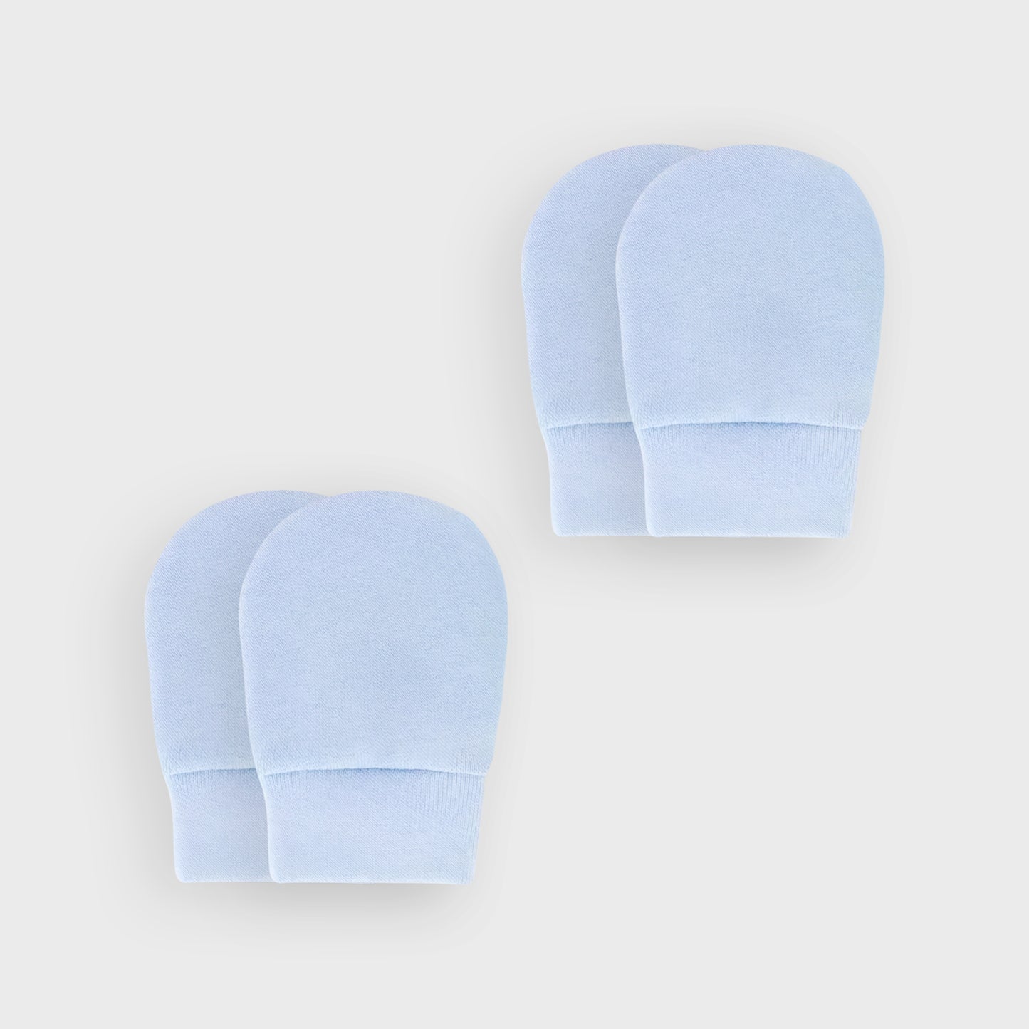Blue Cotton Jersey Scratch Mittens - 2 Pairs