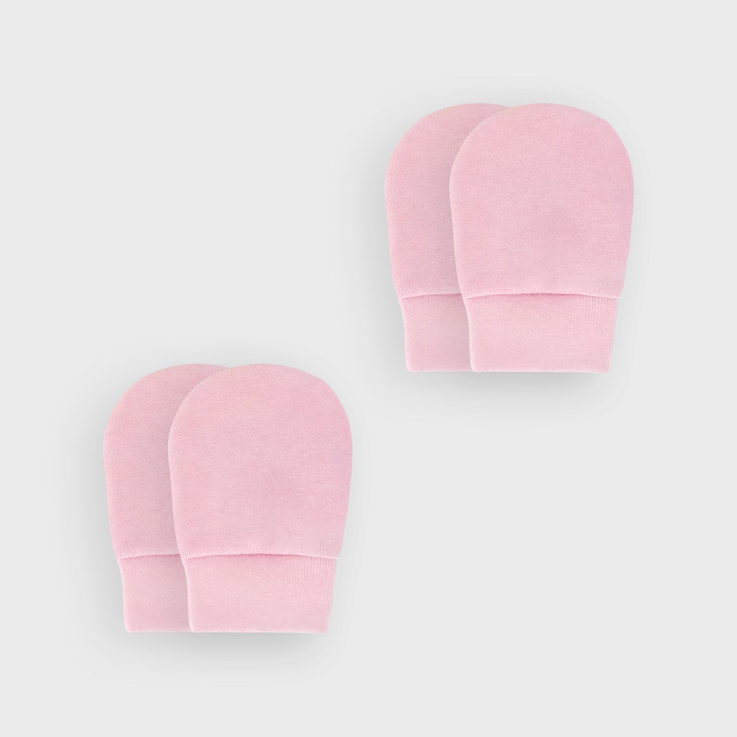 Pink Cotton Jersey Scratch Mittens - 2 Pairs