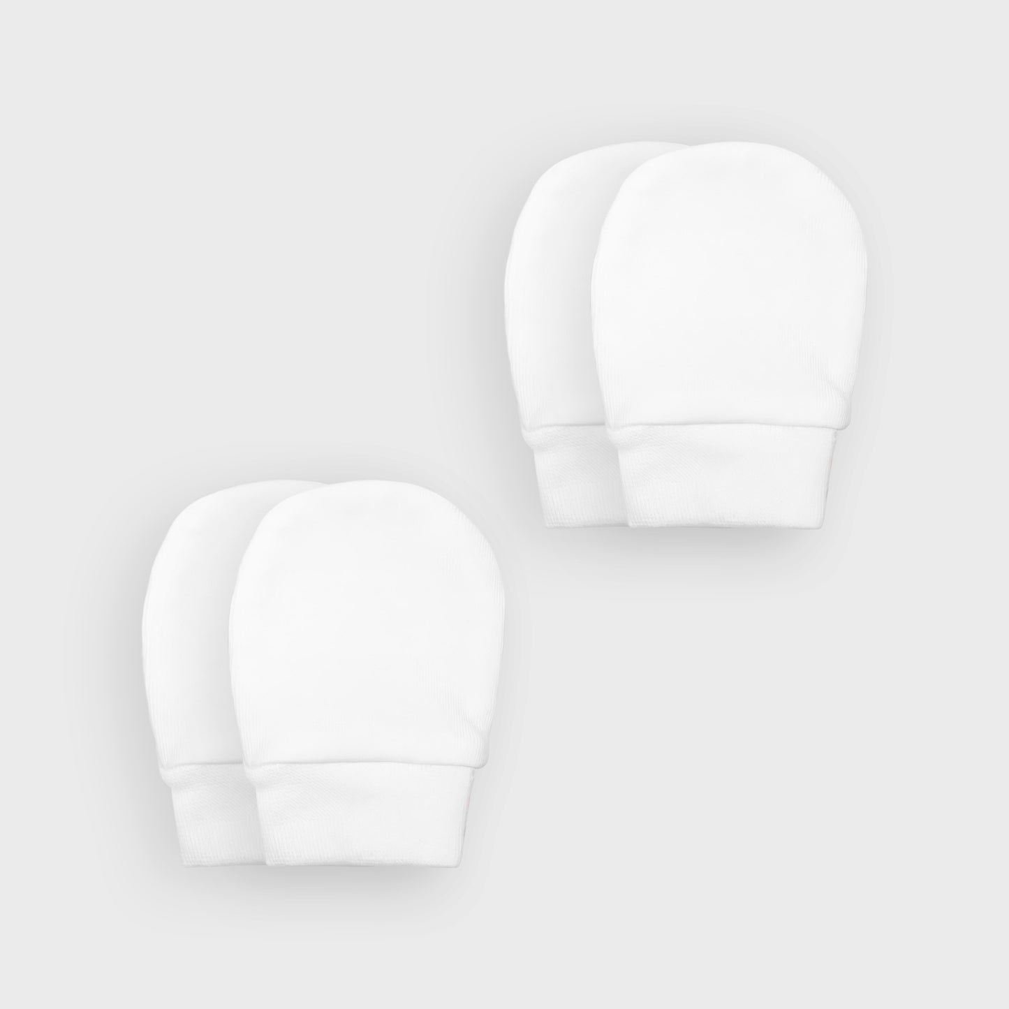 White Cotton Jersey Scratch Mittens - 2 Pairs