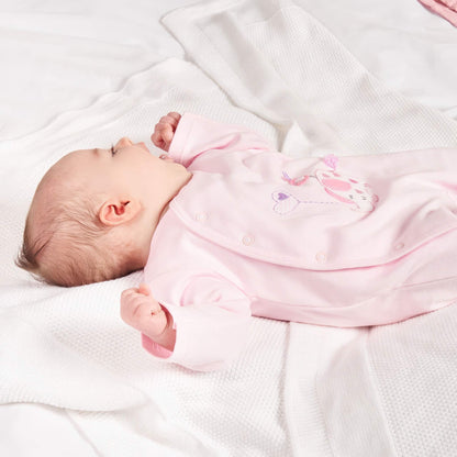 Pink Elephant & Bird Cotton Sleepsuit