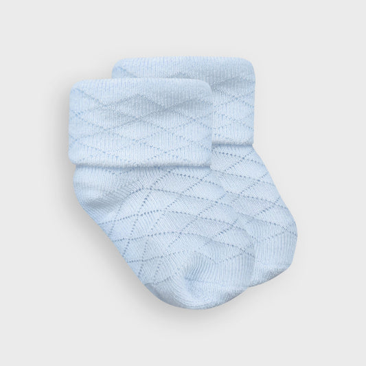 Diamond Pattern Blue Turnover Socks
