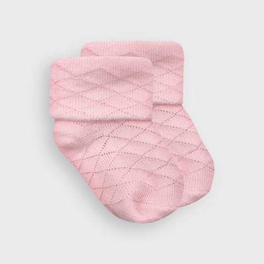 Diamond Pattern Pink Turnover Socks