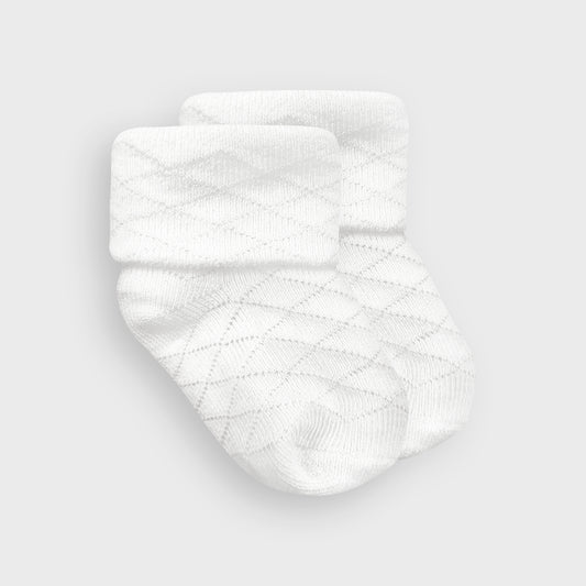 Diamond Pattern White Turnover Socks